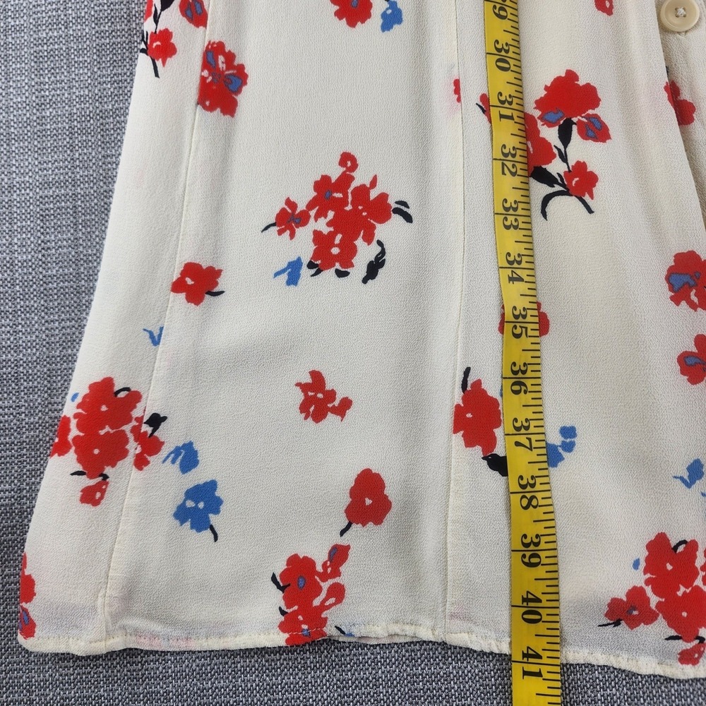 Reformation Sheila Floral Midi Dress 0 Ivory Red Blue Button Front Cottagecore - Picture 9 of 16